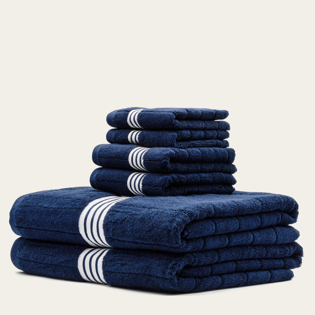 Nautilus 600 GSM Australian Cotton Towel Navy Blue Striped