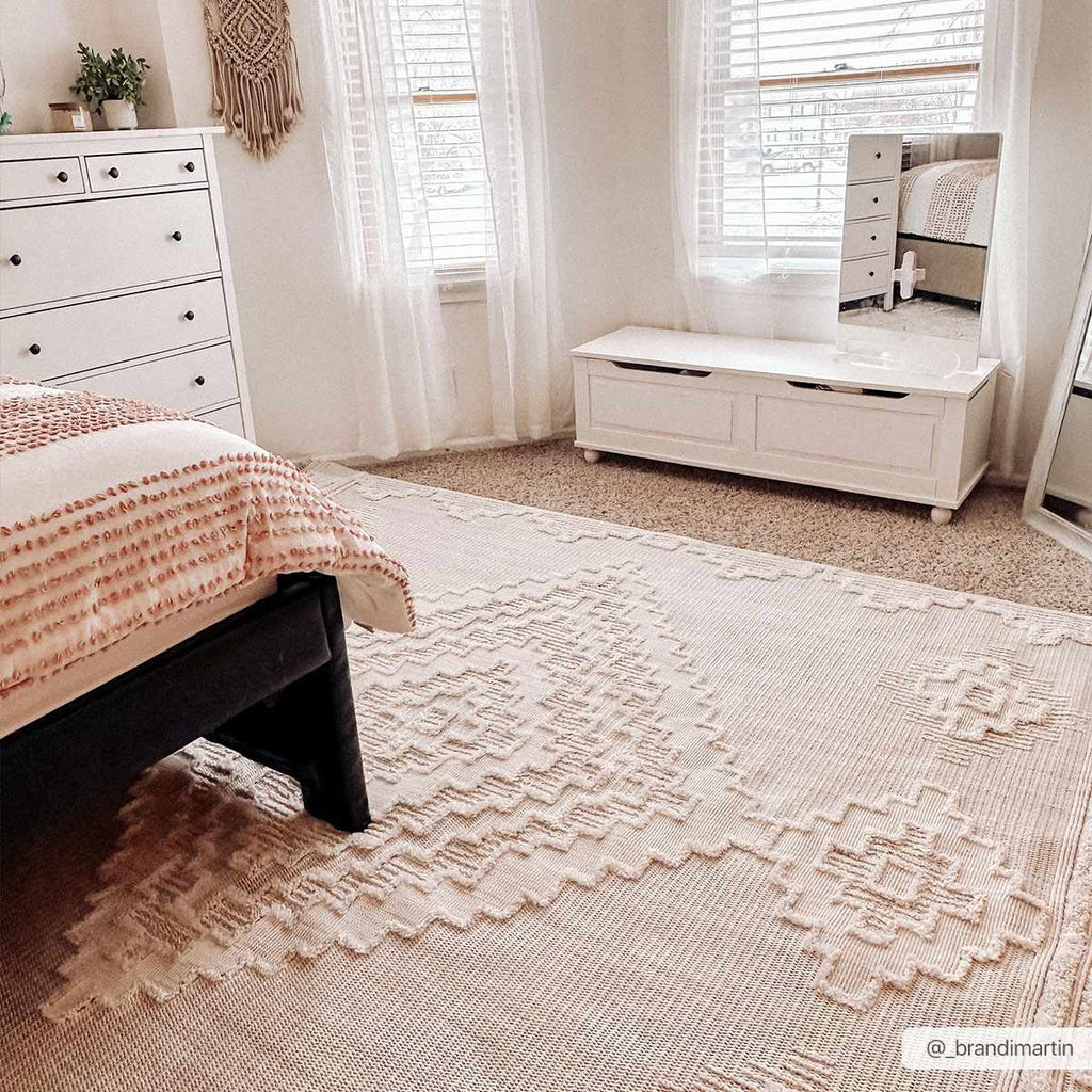 Rosales High Low Pile Elegant Soft Cream Handcrafted Rug