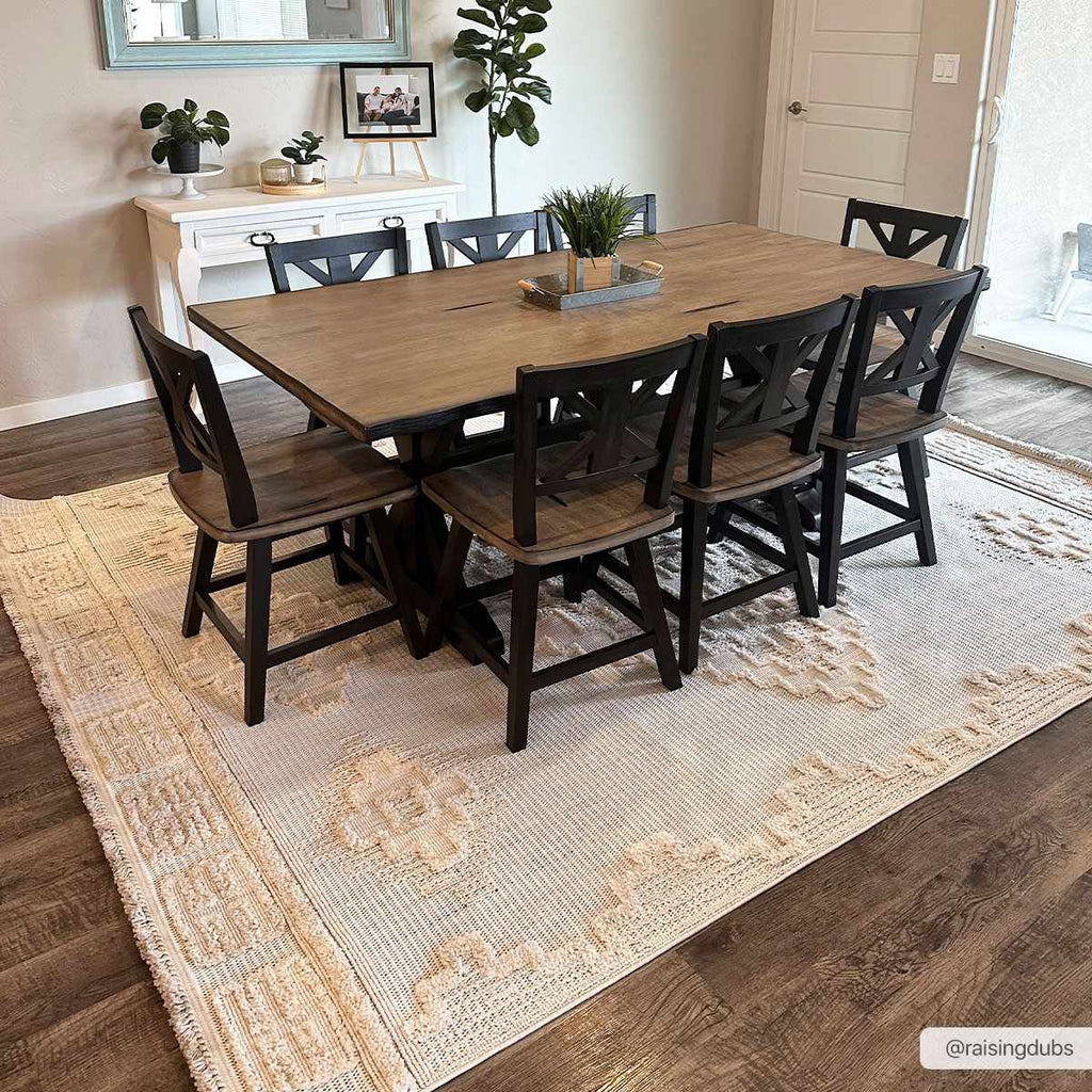 Rosales High Low Pile Elegant Soft Cream Handcrafted Rug