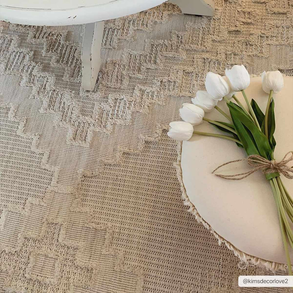 Rosales High Low Pile Elegant Soft Cream Handcrafted Rug