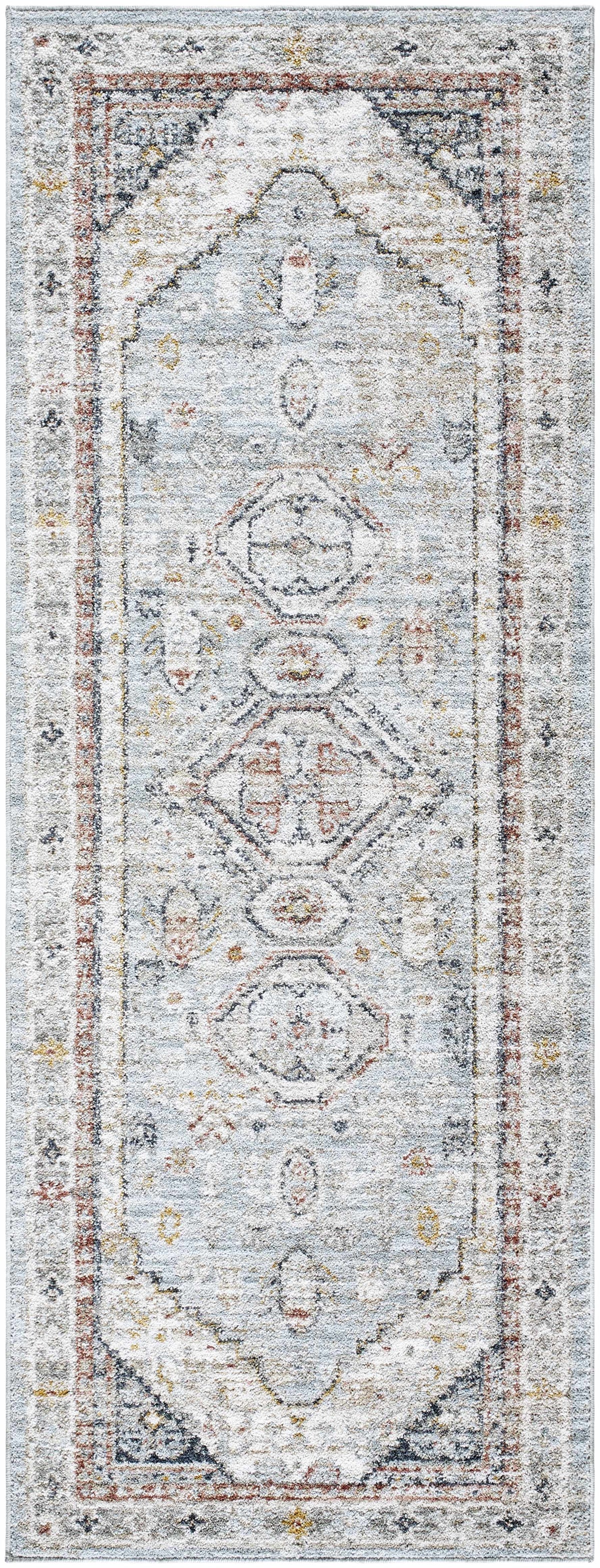 LunaWoven Kouta Gray Blue Area Rug Balanced Traditional Pattern