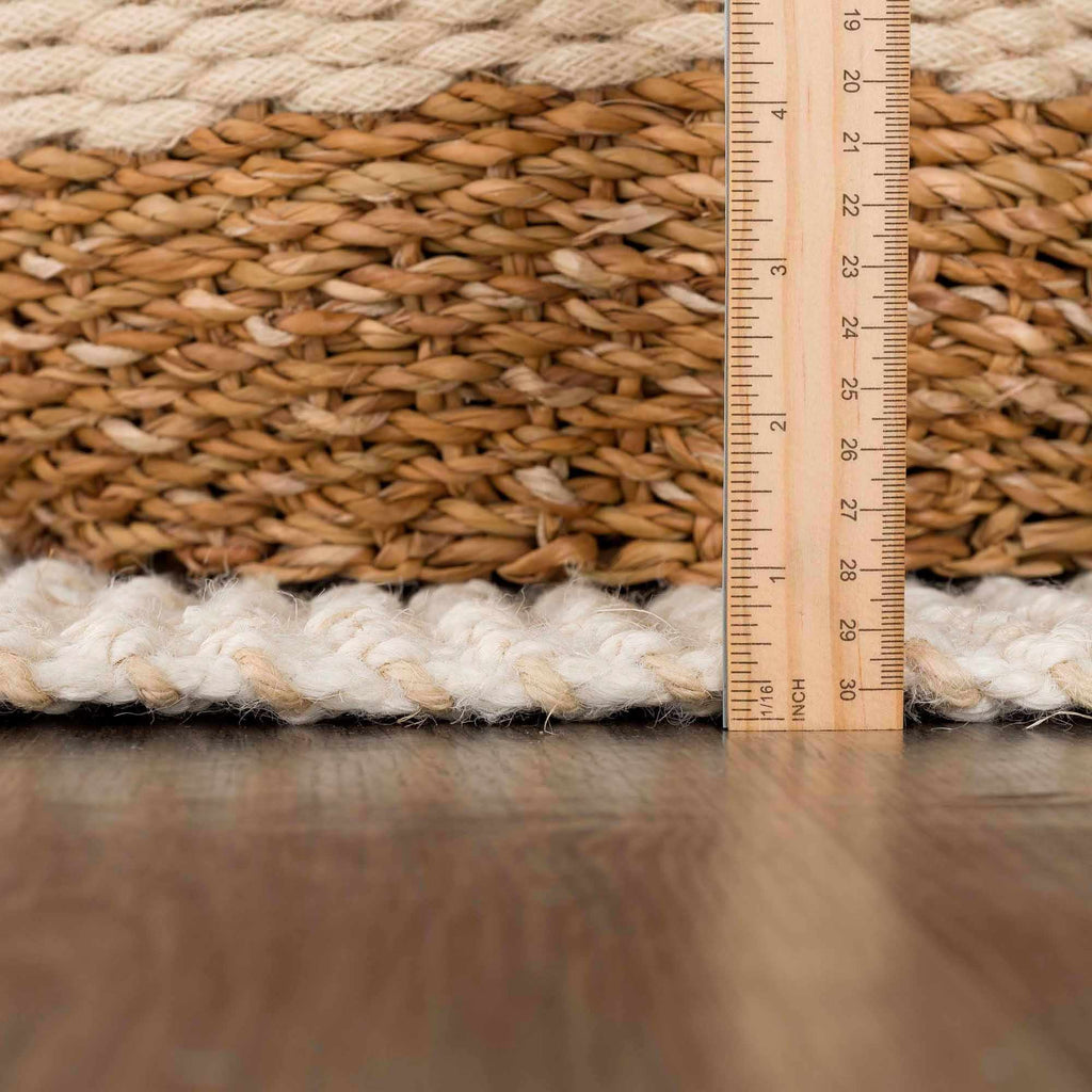 Senneterre Hand Woven Bleached Jute Rug With Tassel Fringe