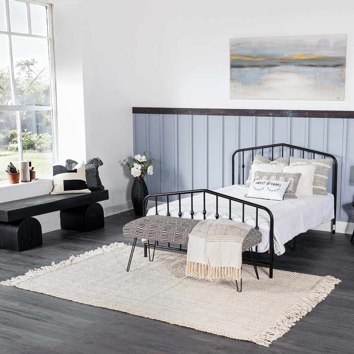 Senneterre Hand Woven Bleached Jute Rug With Tassel Fringe