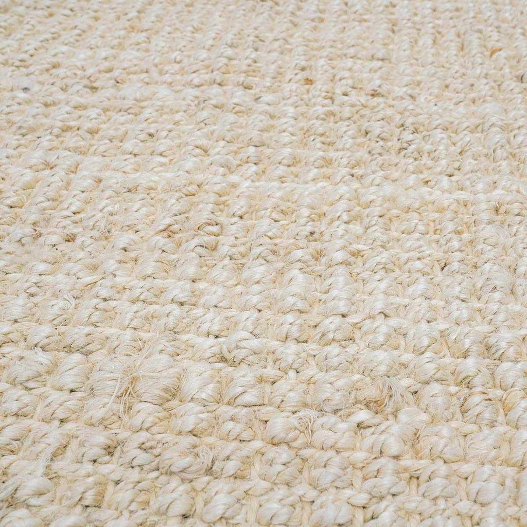 Senneterre Hand Woven Bleached Jute Rug With Tassel Fringe
