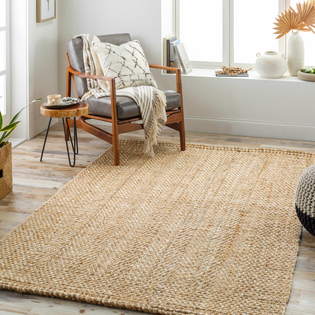 Elan Dinah Textured Jute Rug Tan Hand Woven Flat Weave