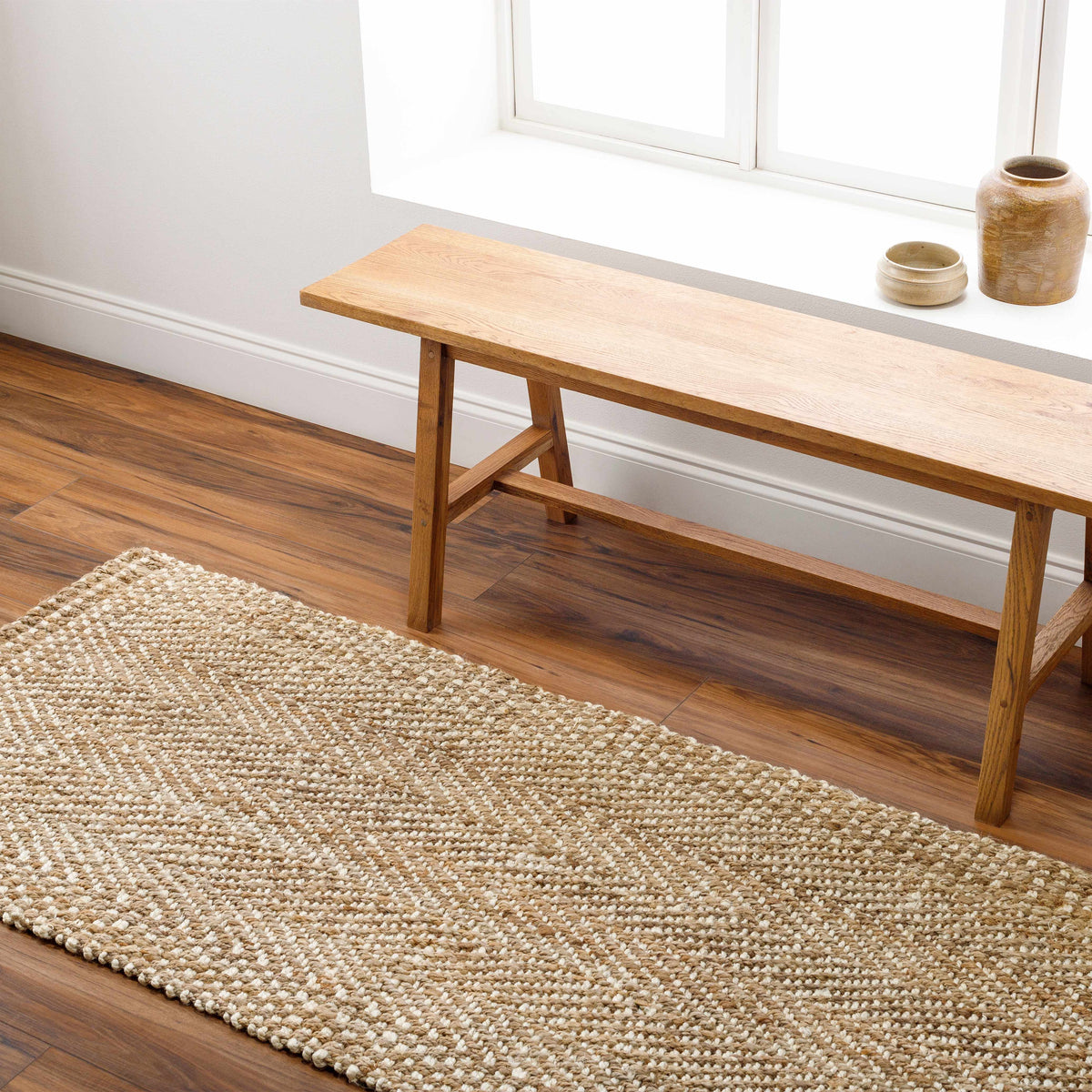 Elan Dinah Textured Jute Rug Tan Hand Woven Flat Weave