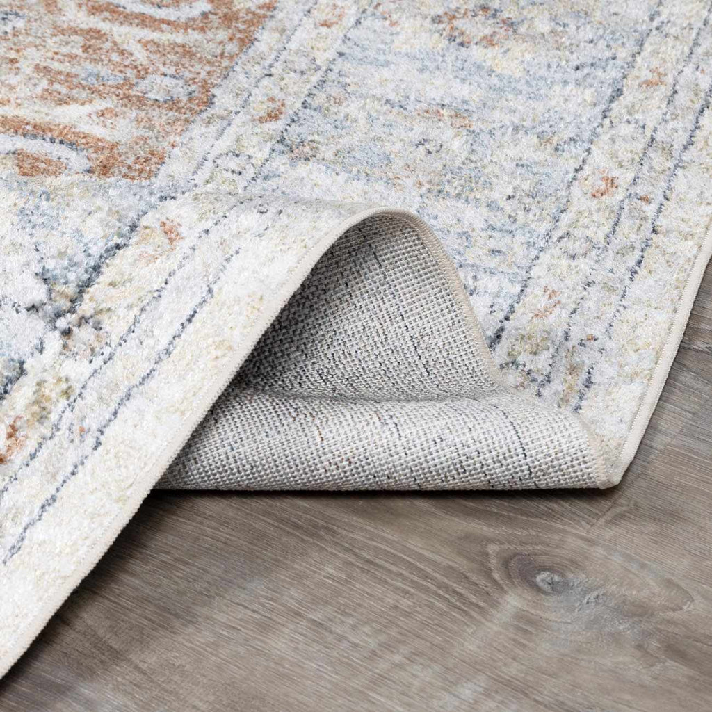 Emke Machine Washable Flat Pile Rug In Navy Pattern