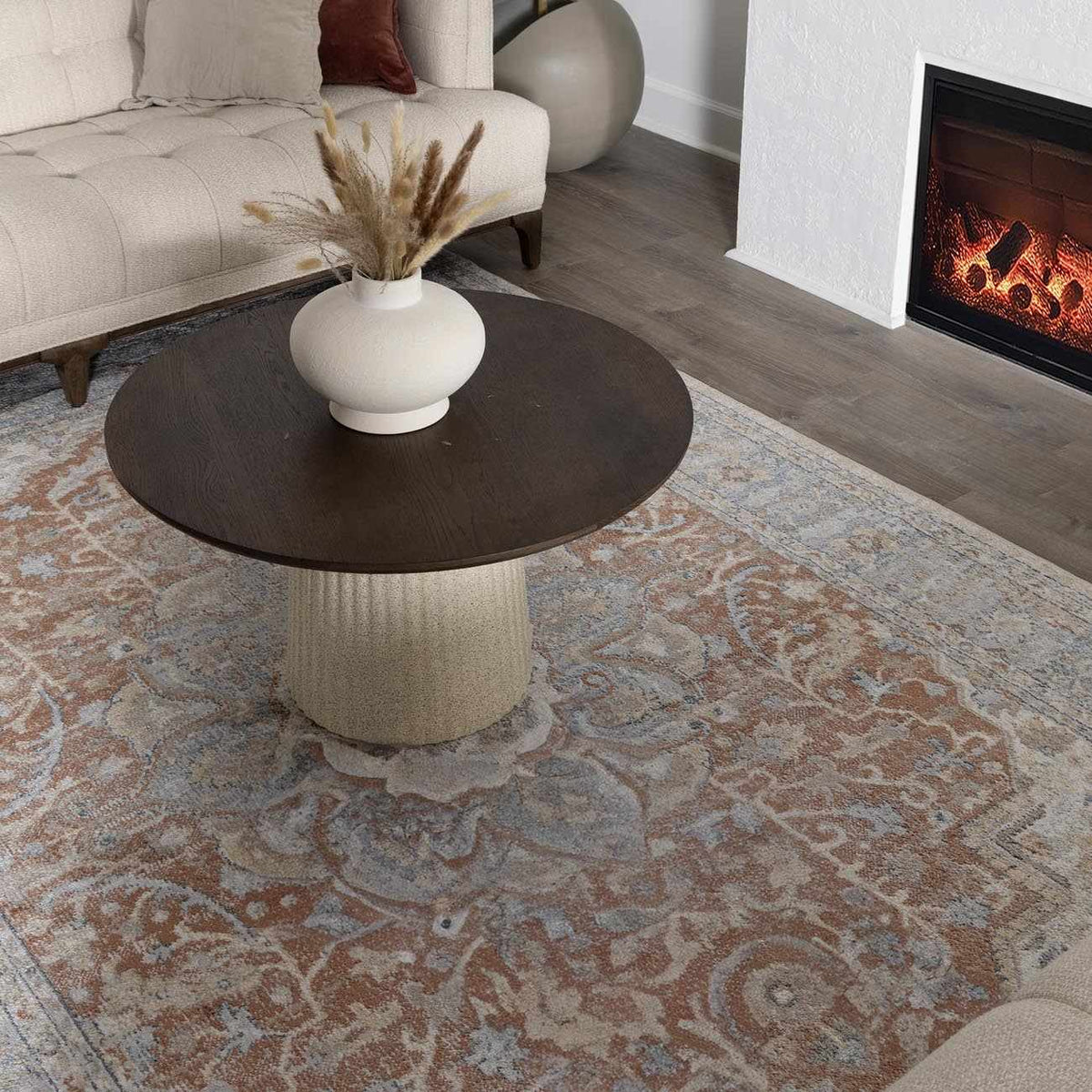 Emke Machine Washable Flat Pile Rug In Navy Pattern