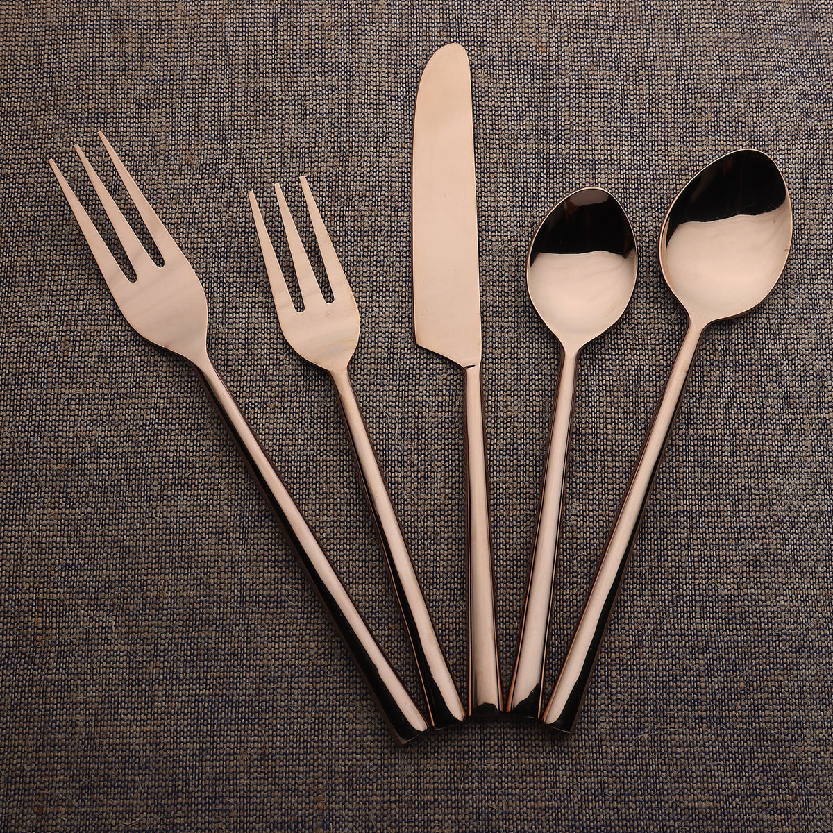 Sundance 5-Piece PVD Square Handle Stainless Steel Flatware Set