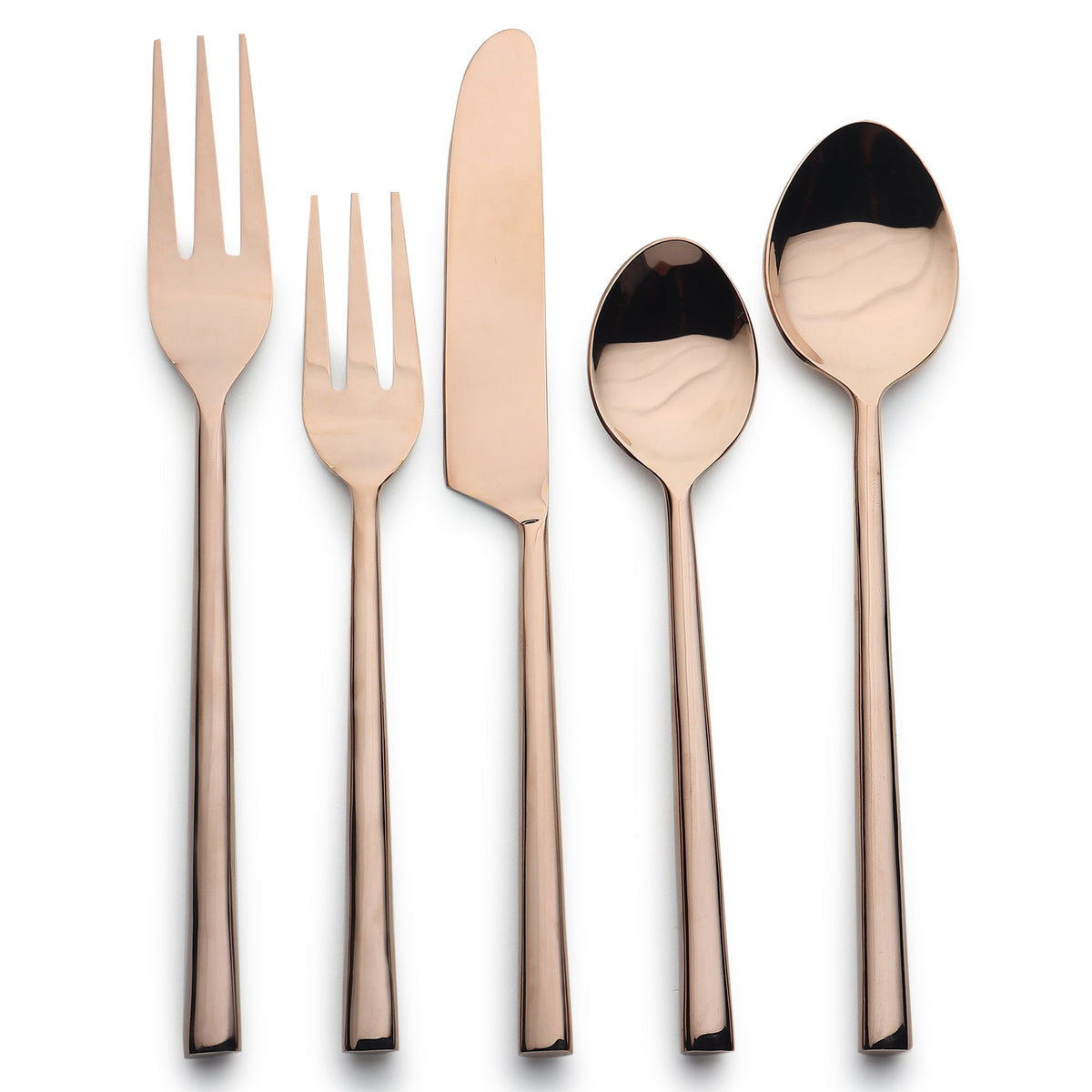 Sundance 5-Piece PVD Square Handle Stainless Steel Flatware Set