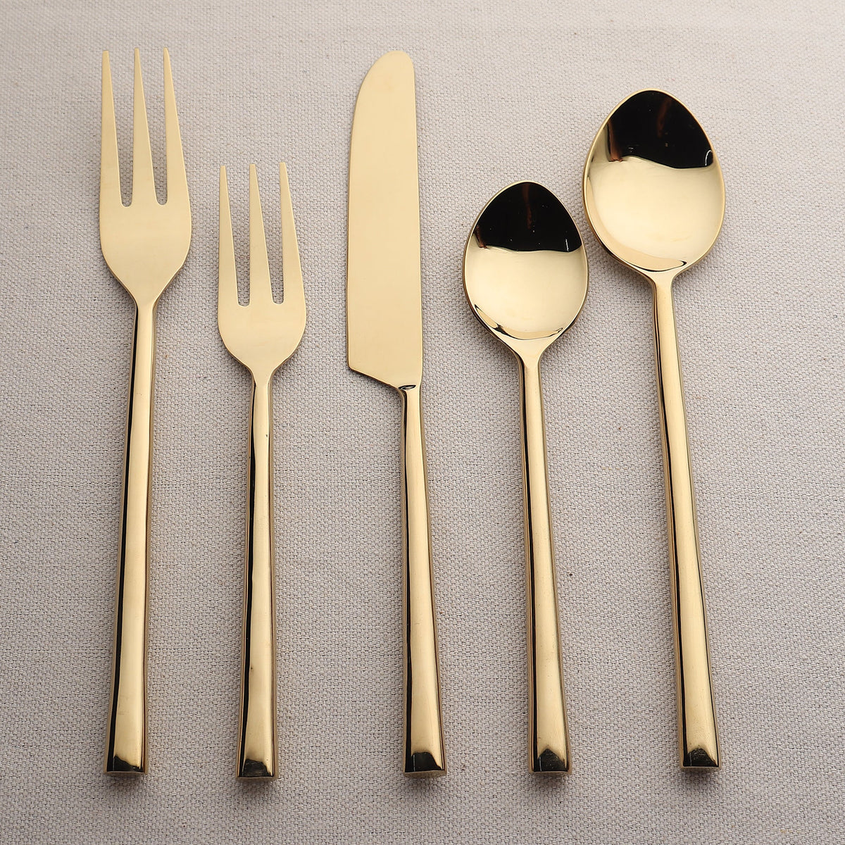Sundance 5-Piece PVD Square Handle Stainless Steel Flatware Set