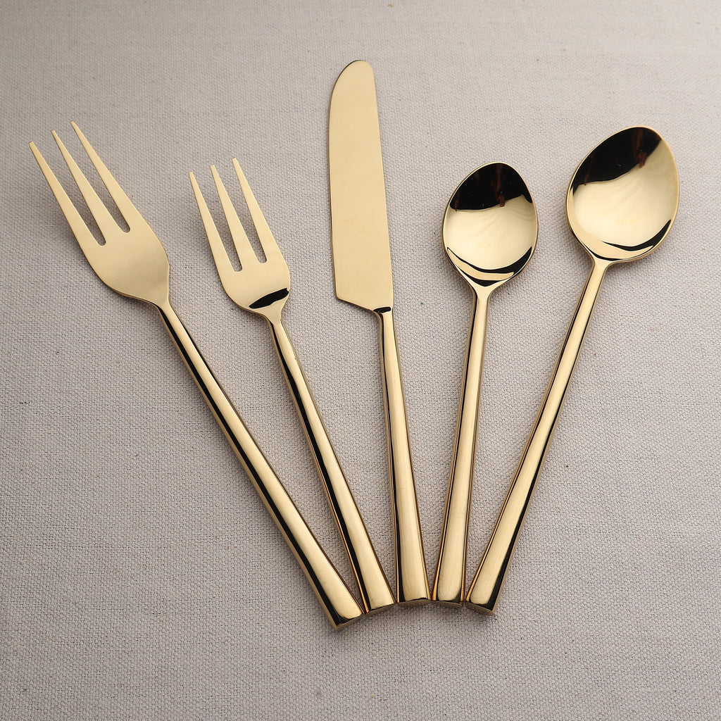 Sundance 5-Piece PVD Square Handle Stainless Steel Flatware Set