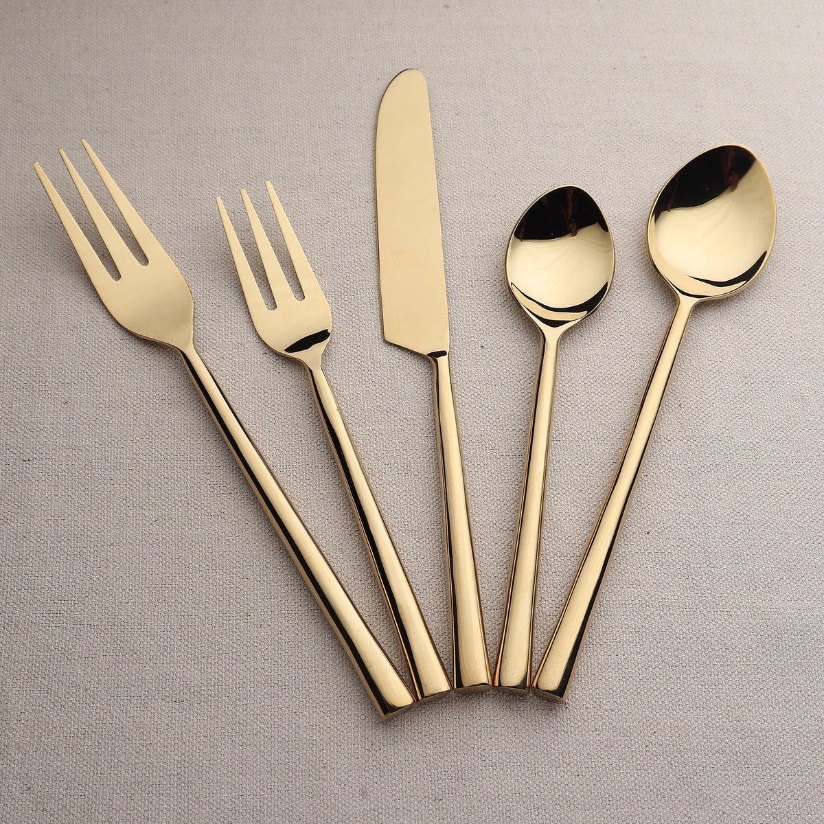 Sundance 5-Piece PVD Square Handle Stainless Steel Flatware Set