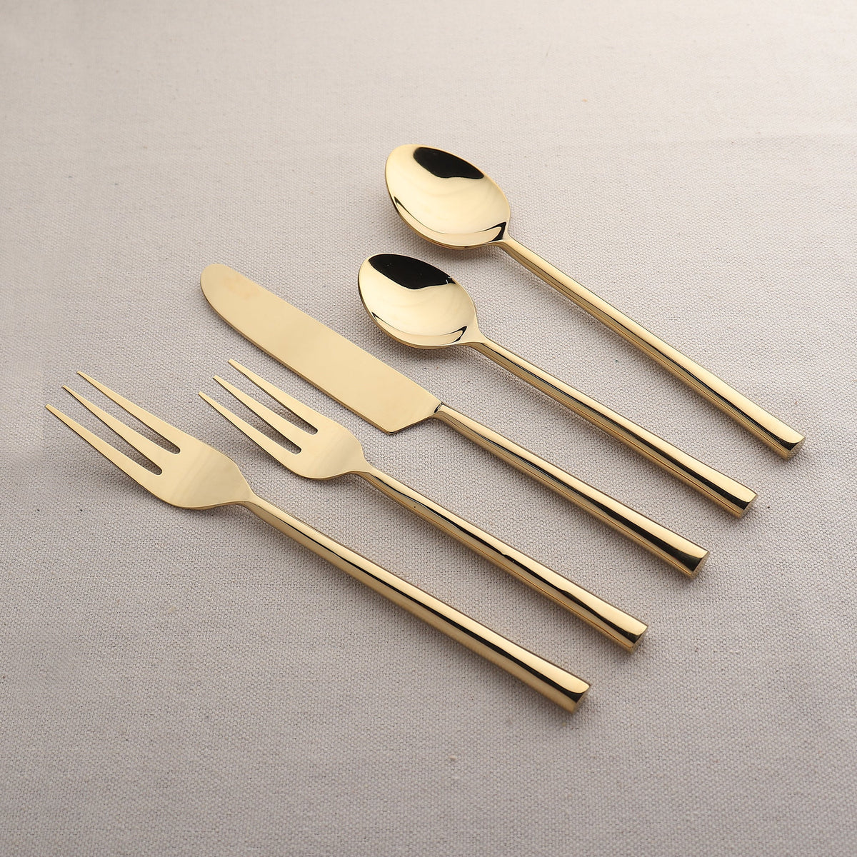 Sundance 5-Piece PVD Square Handle Stainless Steel Flatware Set