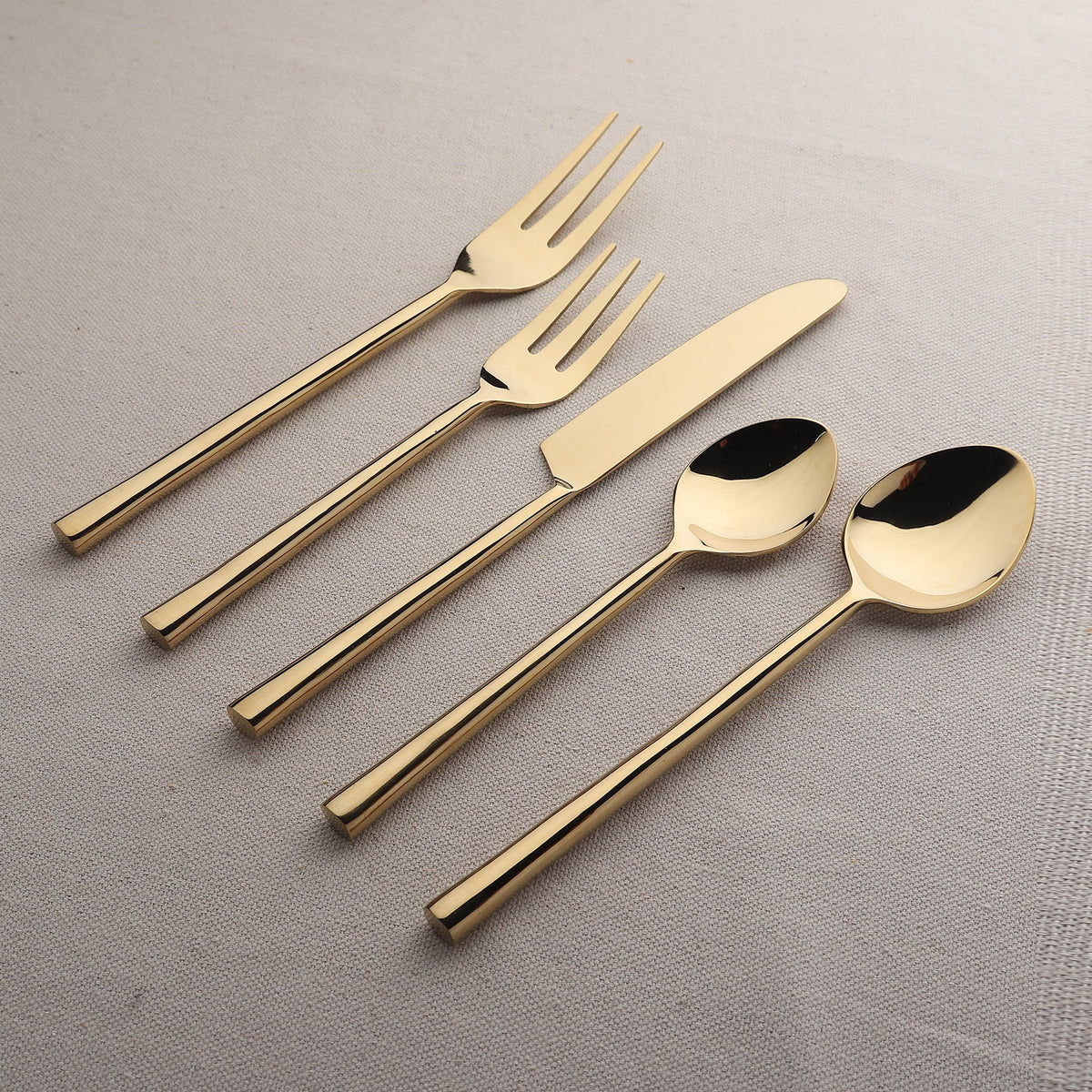Sundance 5-Piece PVD Square Handle Stainless Steel Flatware Set
