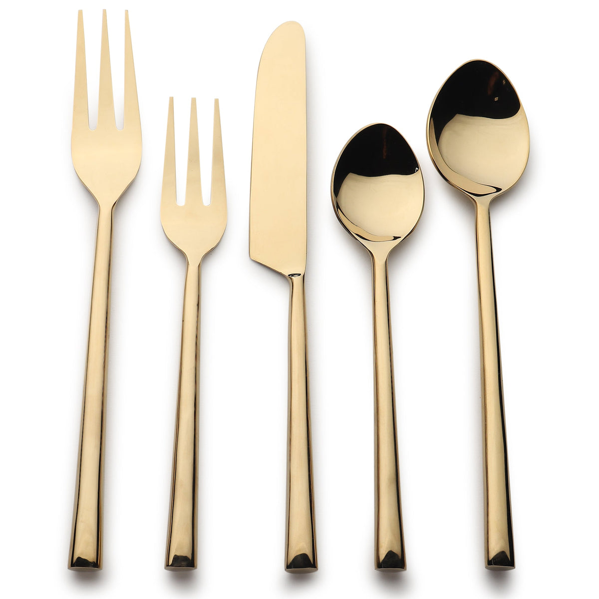 Sundance 5-Piece PVD Square Handle Stainless Steel Flatware Set