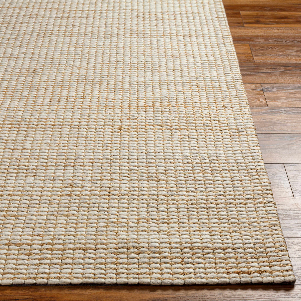 Riki Cream Jute Wool Blend Rug For Modern Interiors