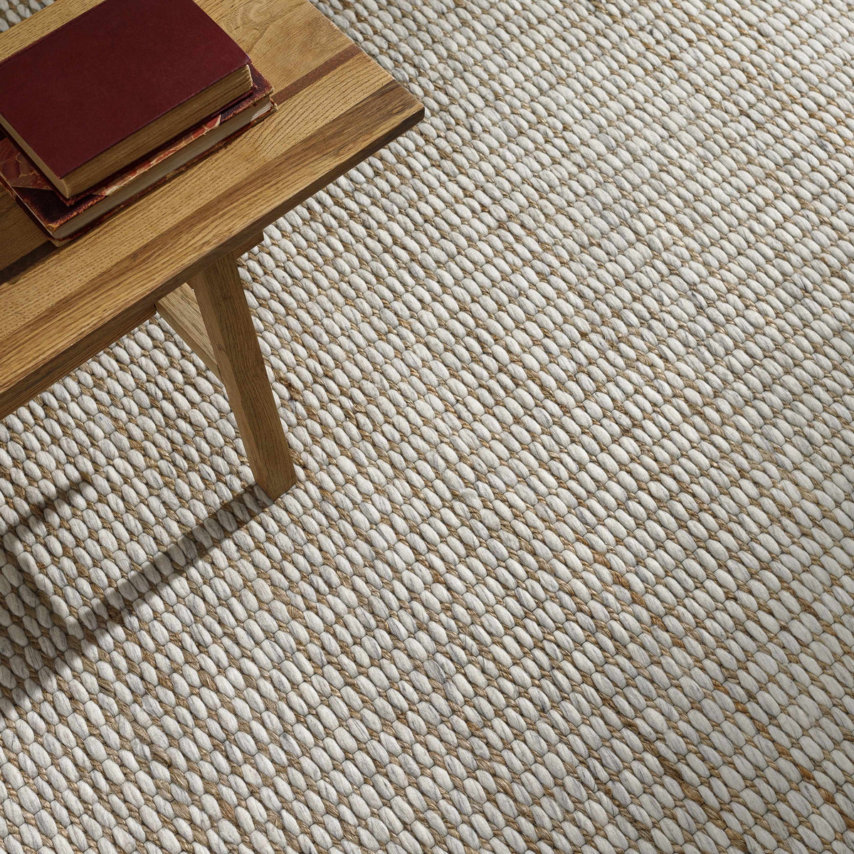 Riki Cream Jute Wool Blend Rug For Modern Interiors