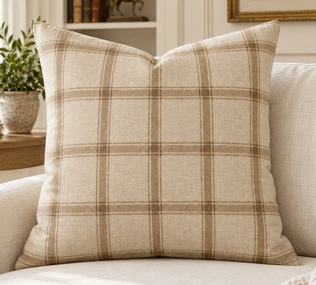 Fall Pillow Cover Bundle — Rust, Plaid & Oak Leaf Set of 5