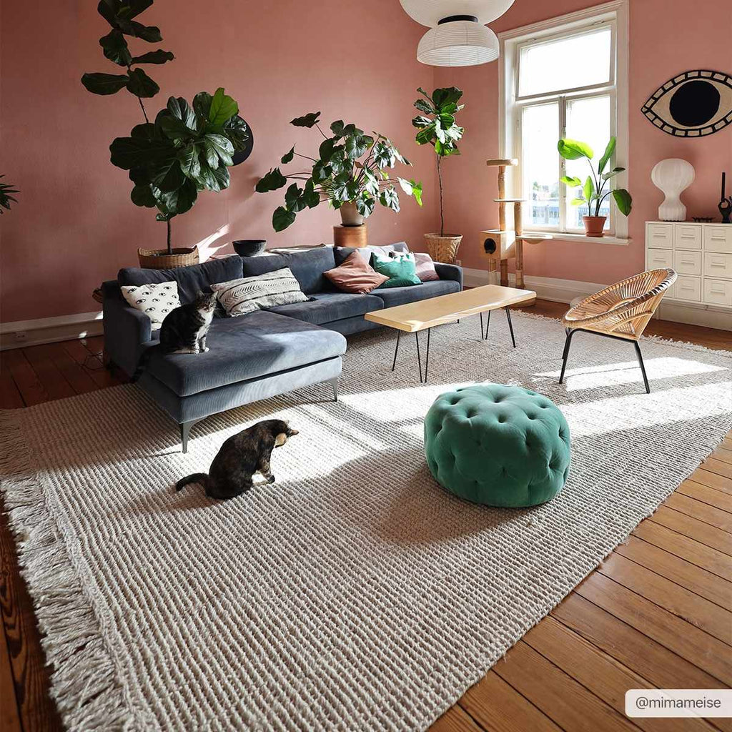 Senneterre Hand Woven Bleached Jute Rug With Tassel Fringe
