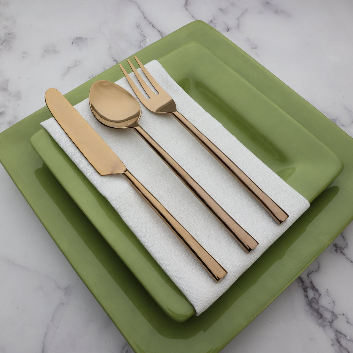 Sundance 5-Piece PVD Square Handle Stainless Steel Flatware Set