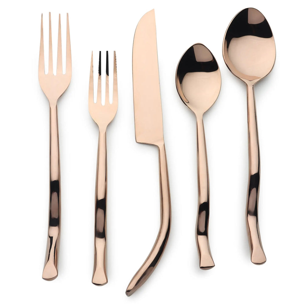 Twig PVD 5 Piece Flatware Set With Elegant Curved Handles