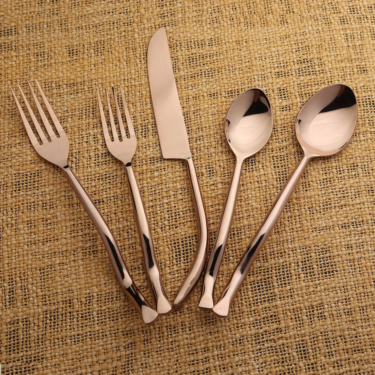 Twig PVD 5 Piece Flatware Set With Elegant Curved Handles
