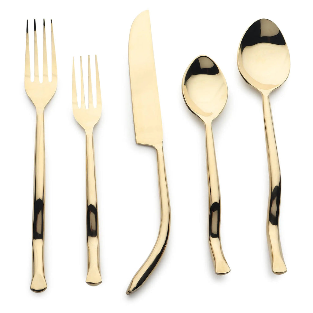Twig PVD 5 Piece Flatware Set With Elegant Curved Handles