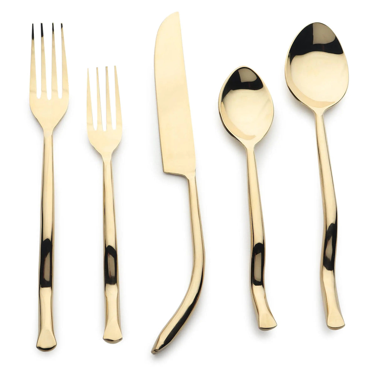 Twig PVD 5 Piece Flatware Set With Elegant Curved Handles