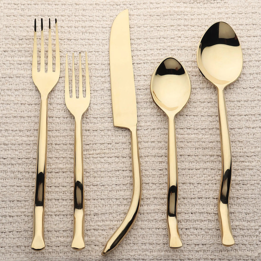 Twig PVD 5 Piece Flatware Set With Elegant Curved Handles