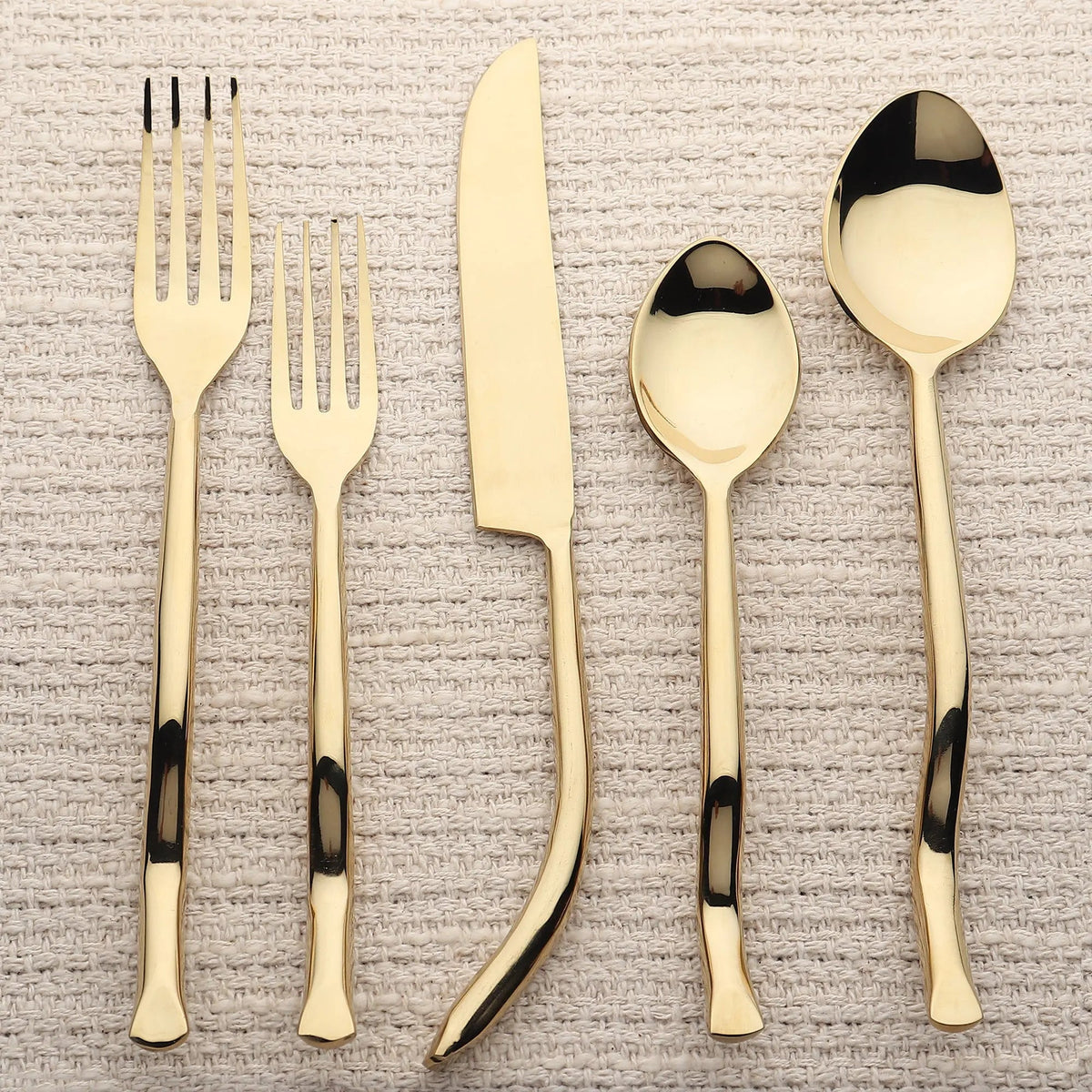 Twig PVD 5 Piece Flatware Set With Elegant Curved Handles
