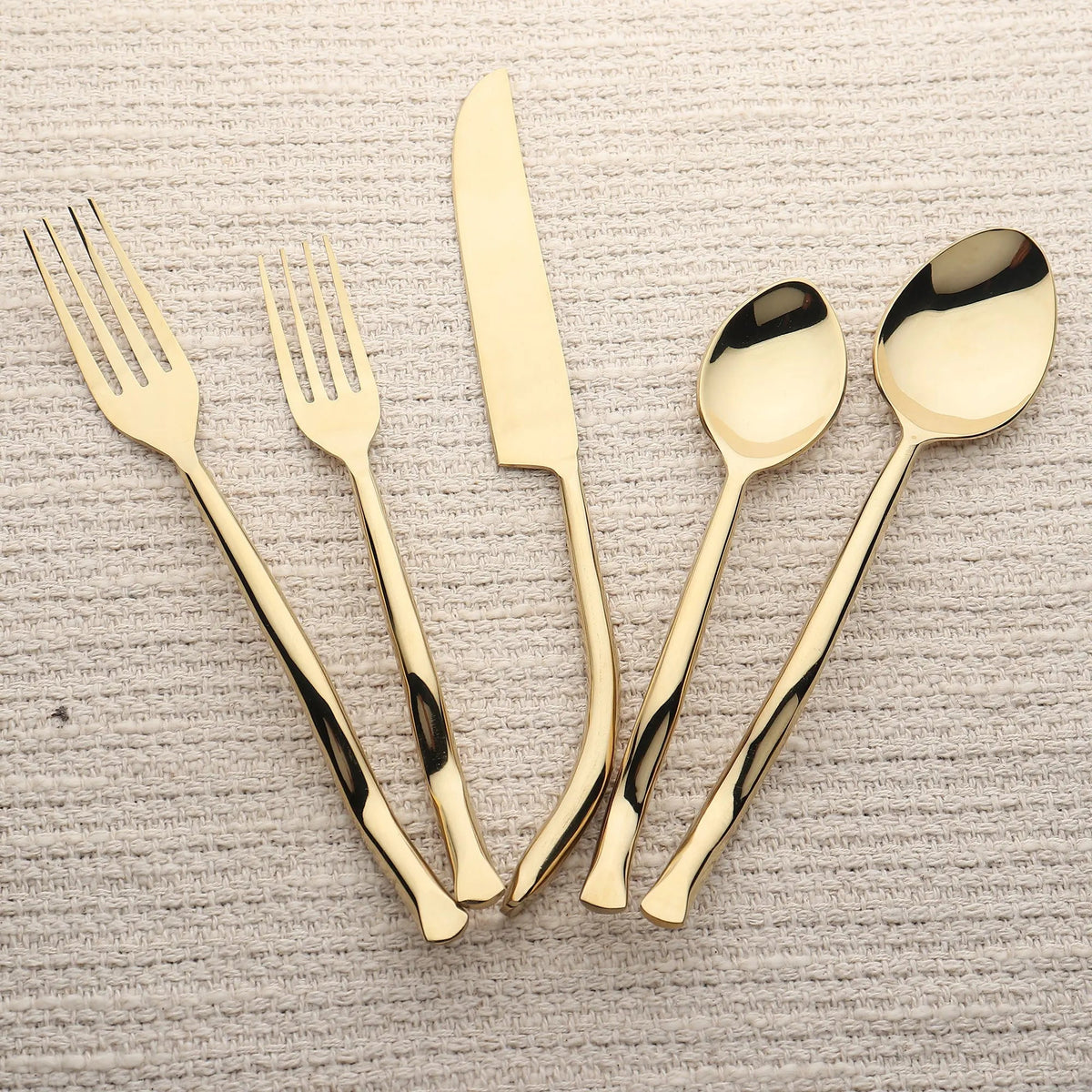 Twig PVD 5 Piece Flatware Set With Elegant Curved Handles