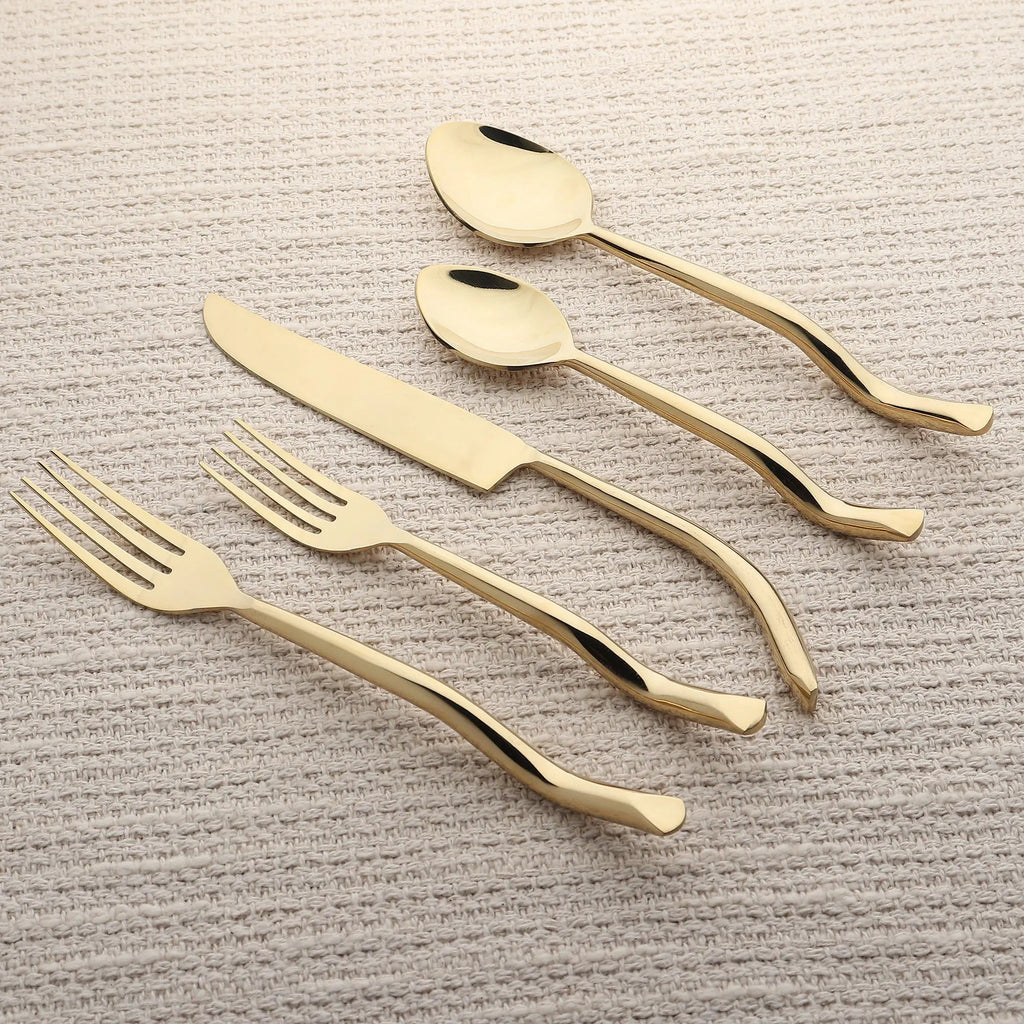 Twig PVD 5 Piece Flatware Set With Elegant Curved Handles