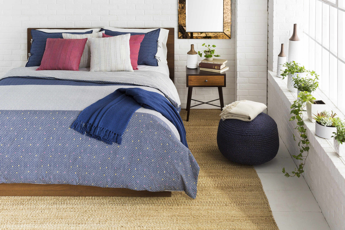Aura Living Gail Knitted Pouf Woven In Dyed Navy Jute