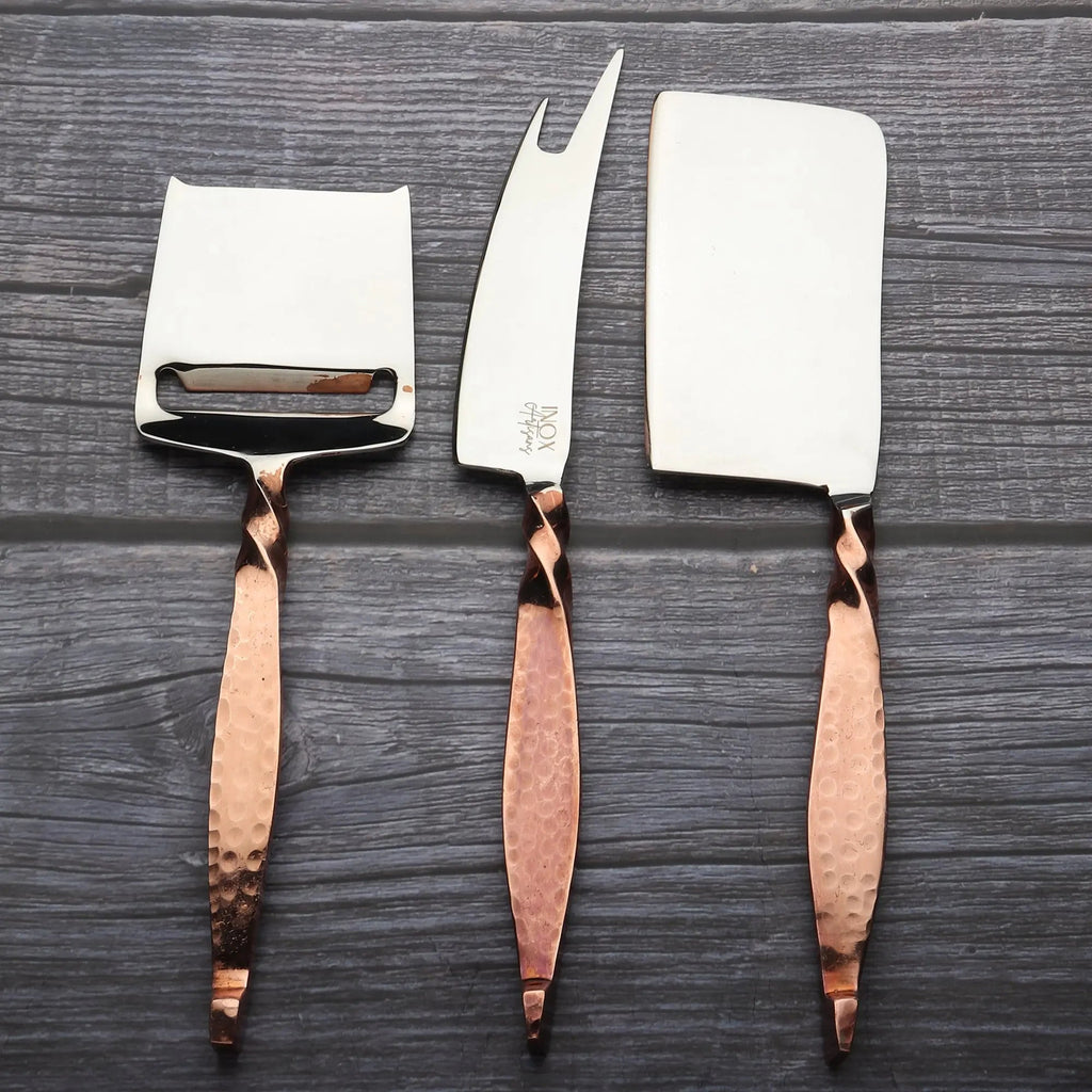 Twisted Urban Antique Copper Three Piece Cheese Knife Set