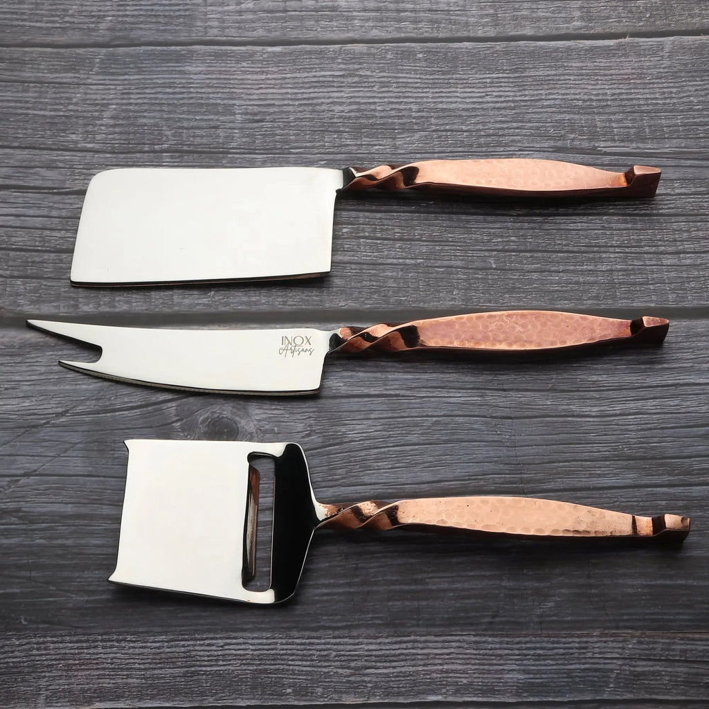 Twisted Urban Antique Copper Three Piece Cheese Knife Set