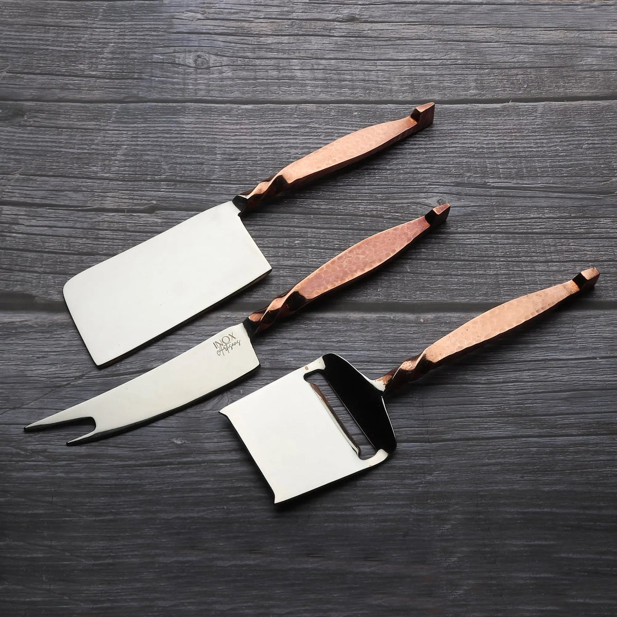 Twisted Urban Antique Copper Three Piece Cheese Knife Set