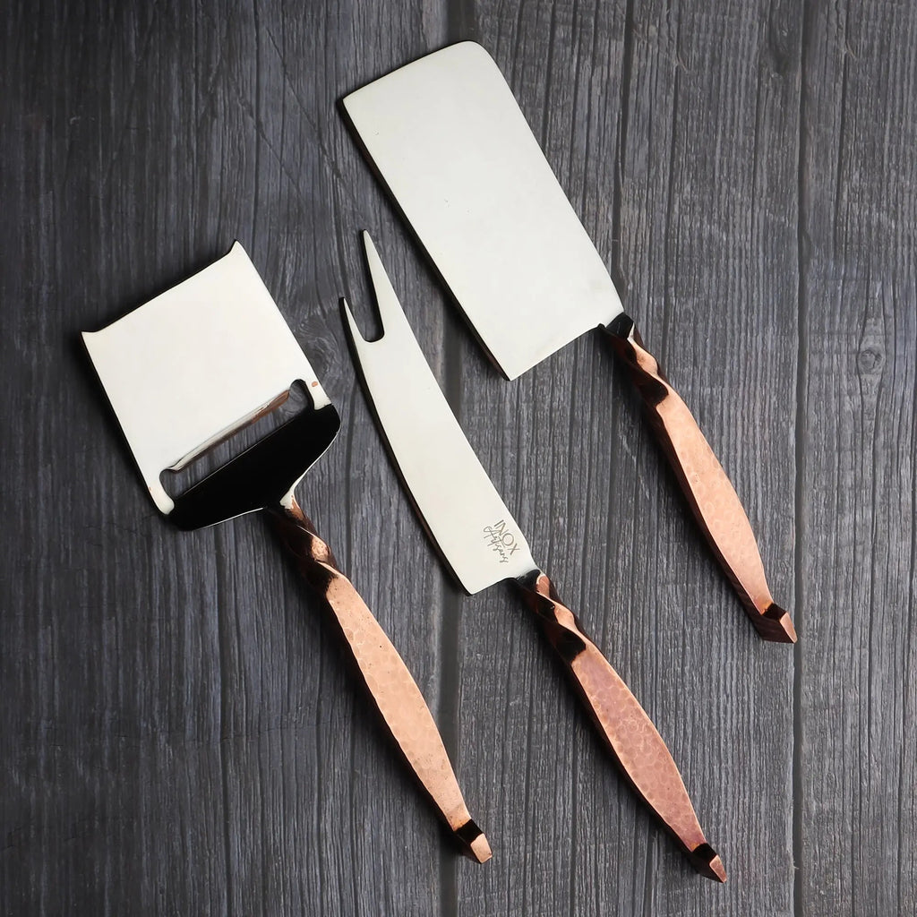 Twisted Urban Antique Copper Three Piece Cheese Knife Set