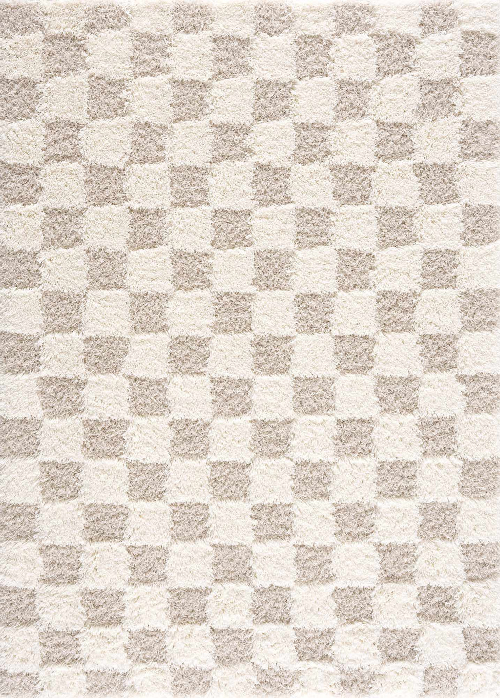 Atira 2 Inch Plush Pile Checkered Light Brown Area Rug