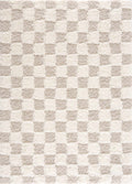 Atira 2 Inch Plush Pile Checkered Light Brown Area Rug