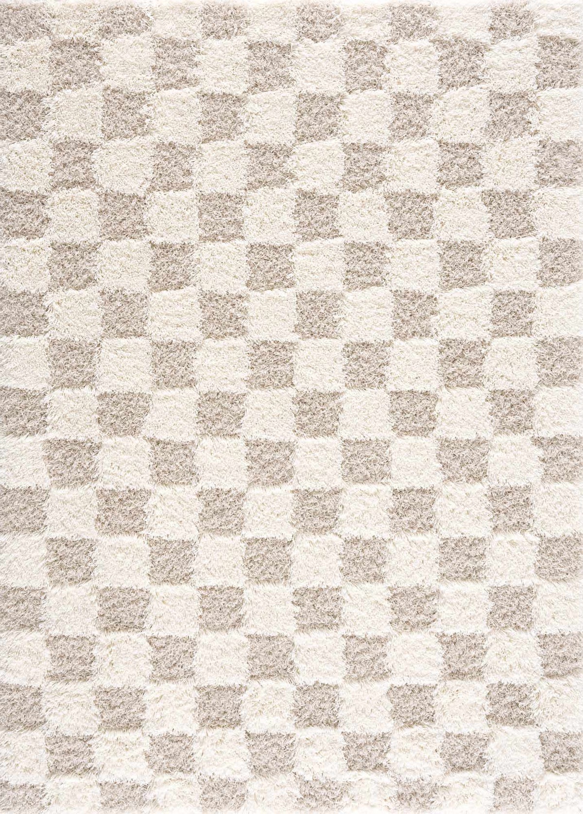 Atira 2 Inch Plush Pile Checkered Light Brown Area Rug