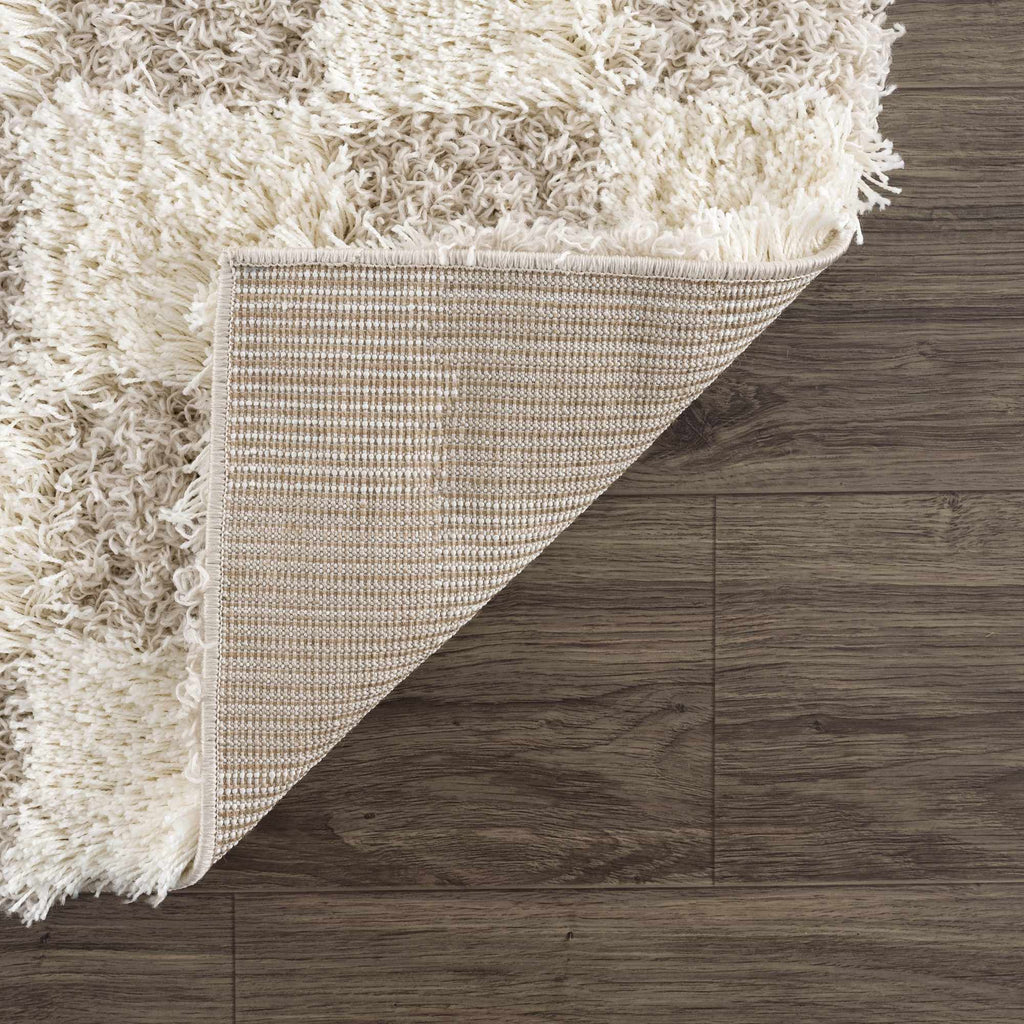 Atira 2 Inch Plush Pile Checkered Light Brown Area Rug