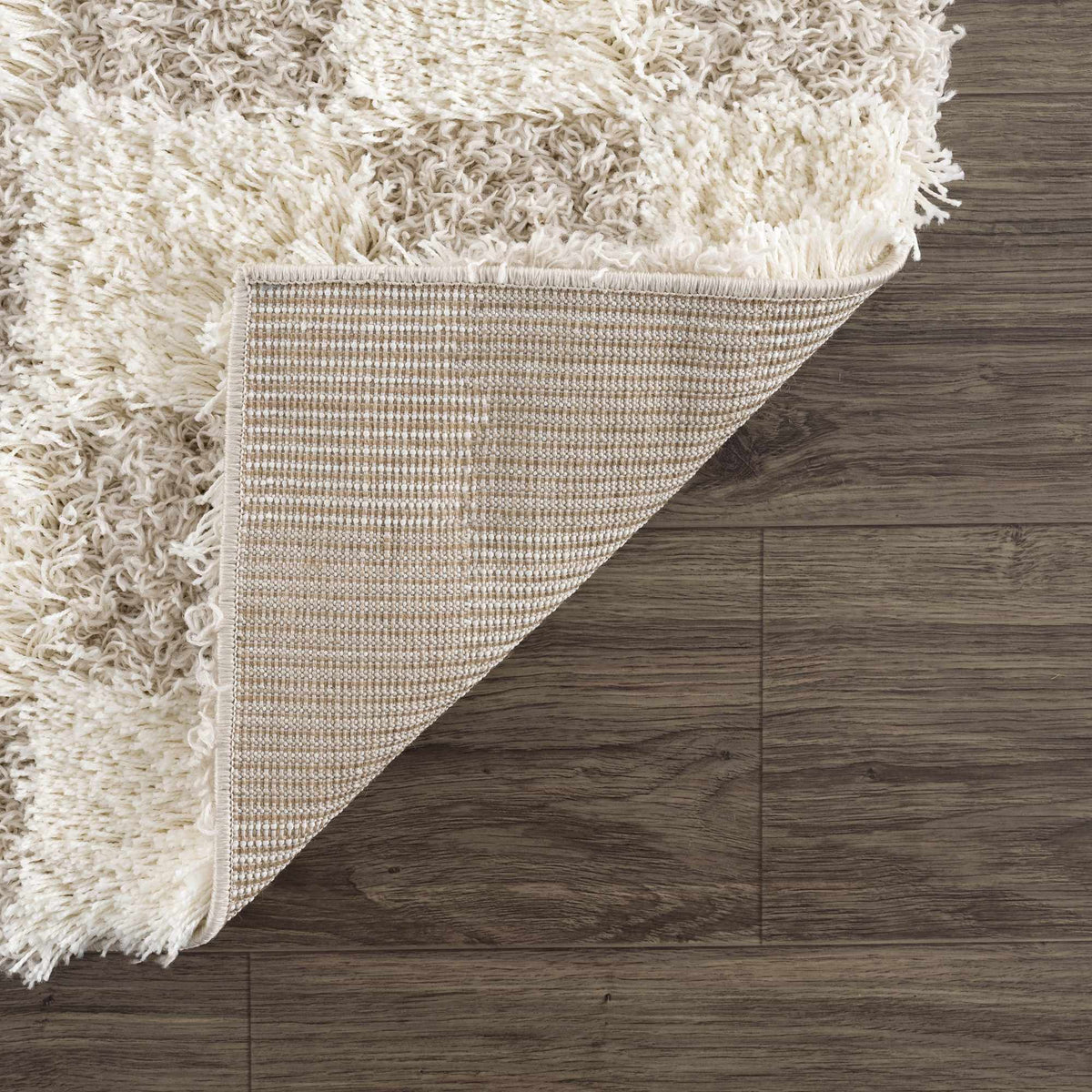 Atira 2 Inch Plush Pile Checkered Light Brown Area Rug