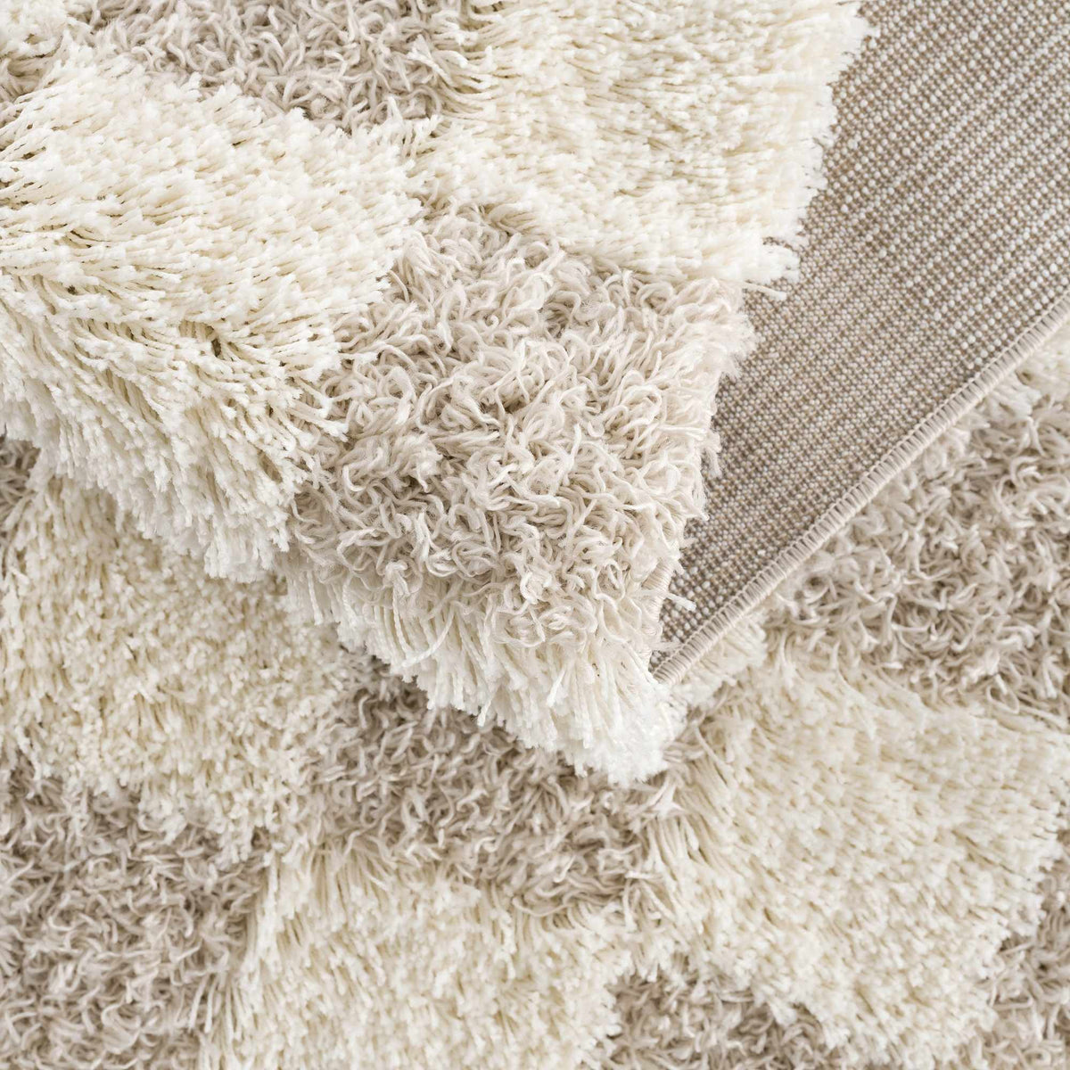 Atira 2 Inch Plush Pile Checkered Light Brown Area Rug
