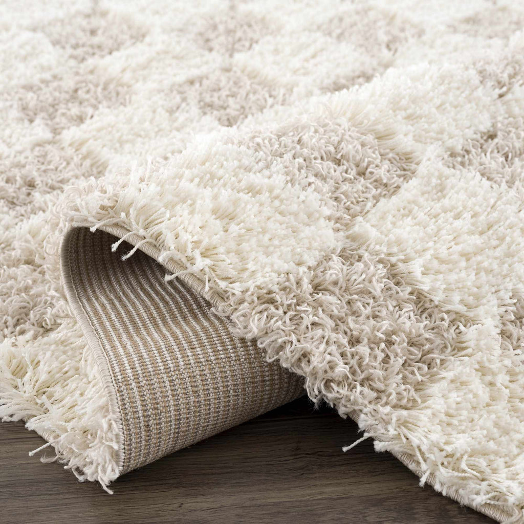 Atira 2 Inch Plush Pile Checkered Light Brown Area Rug