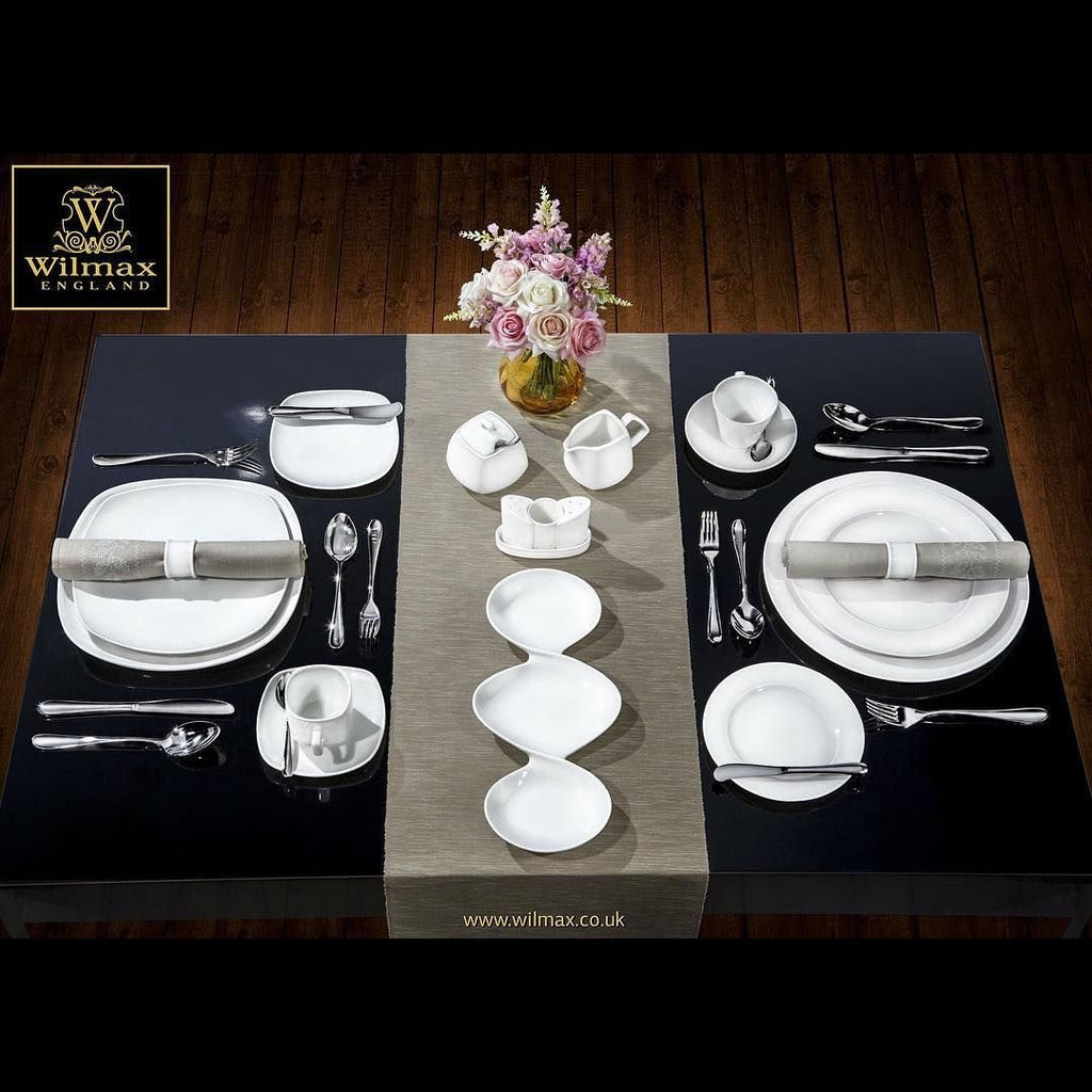 Wilmax White Divided Sauce Dish 14.5 Inch For Seafood