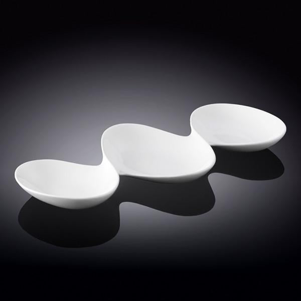 Wilmax White Divided Sauce Dish 14.5 Inch For Seafood