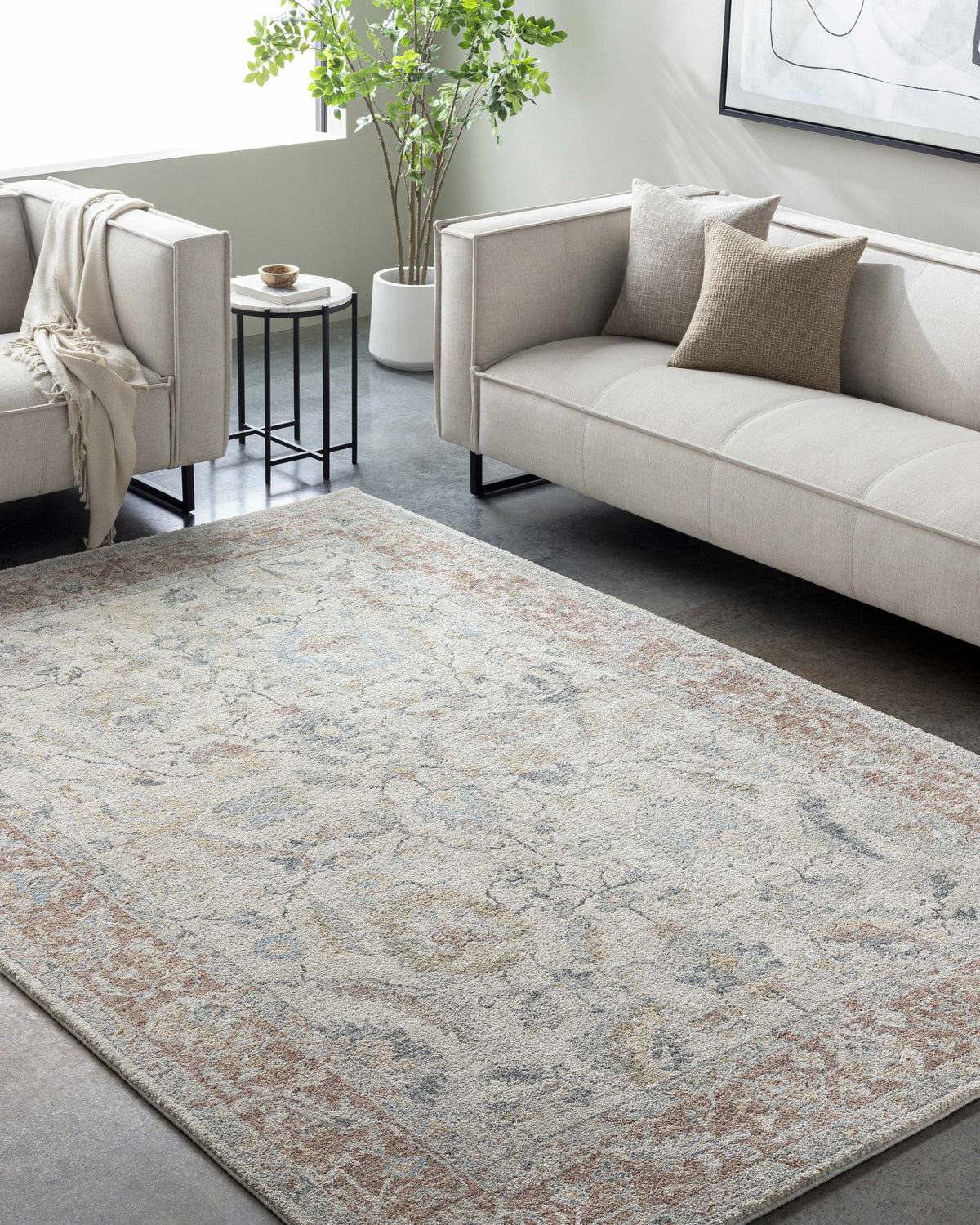 Yetta Luxe Area Rug With Thick Plush Pile In Beige