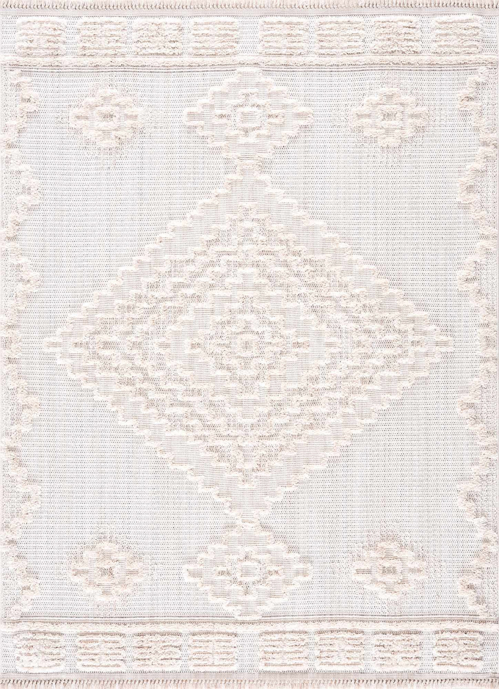 Rosales High Low Pile Elegant Soft Cream Handcrafted Rug