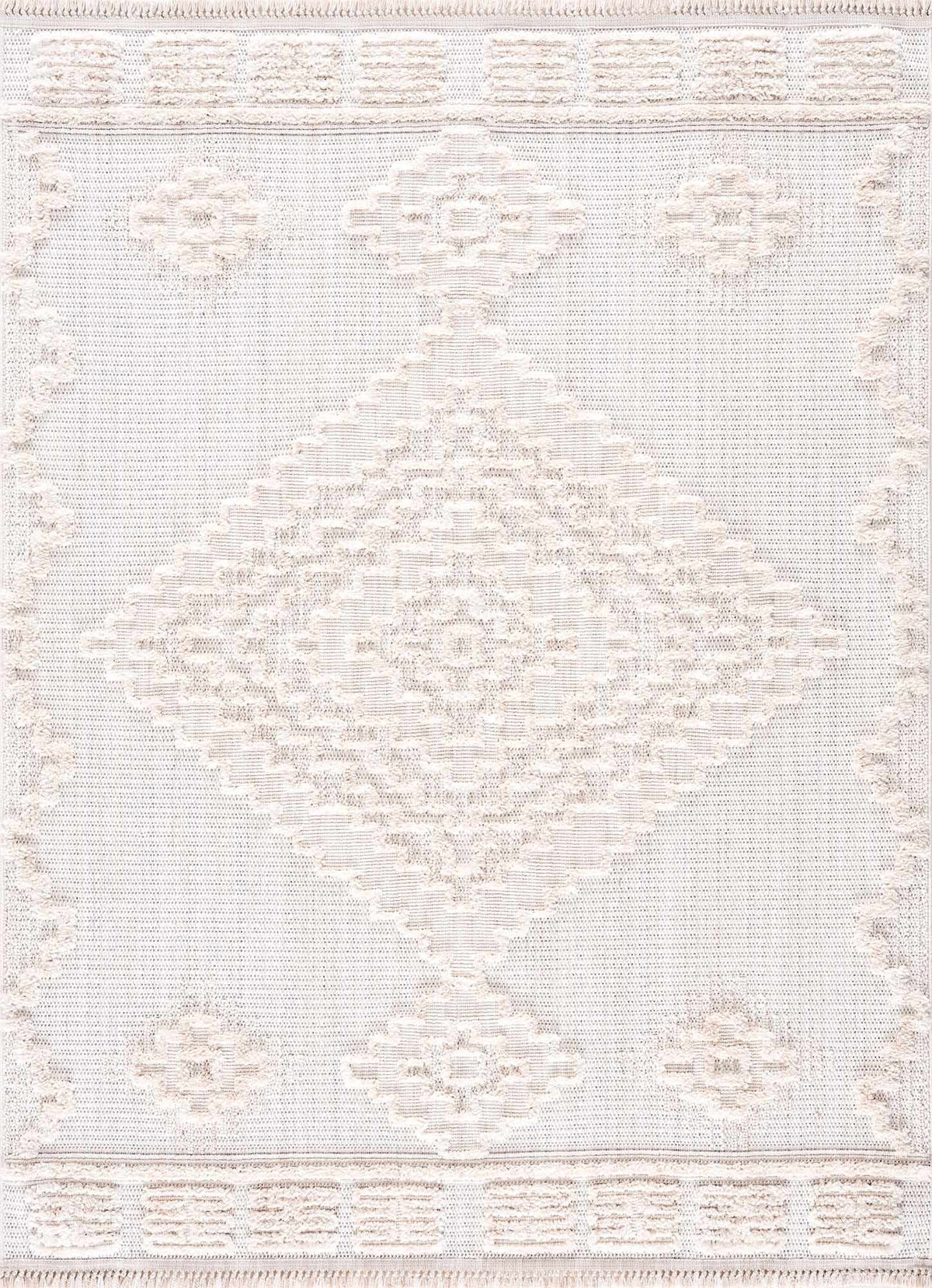 Rosales High Low Pile Elegant Soft Cream Handcrafted Rug